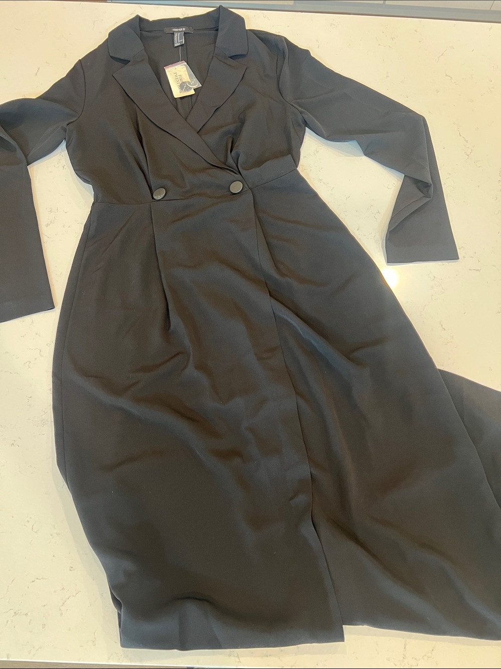 Forever 21 Black Long-Sleeve Wrap Dress